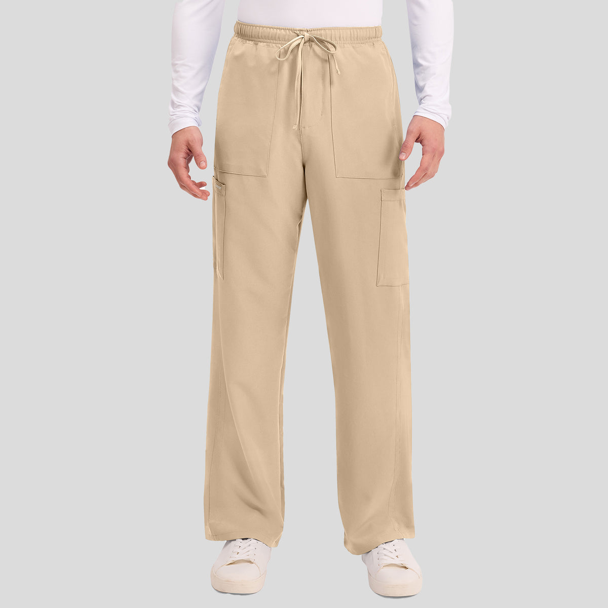Men's Zip Fly Cargo Straight Leg Scrub Pant | Khaki