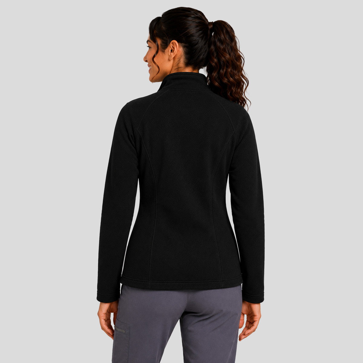 Two-Pocket Bonded Fleece Full Zip Jacket | Black
