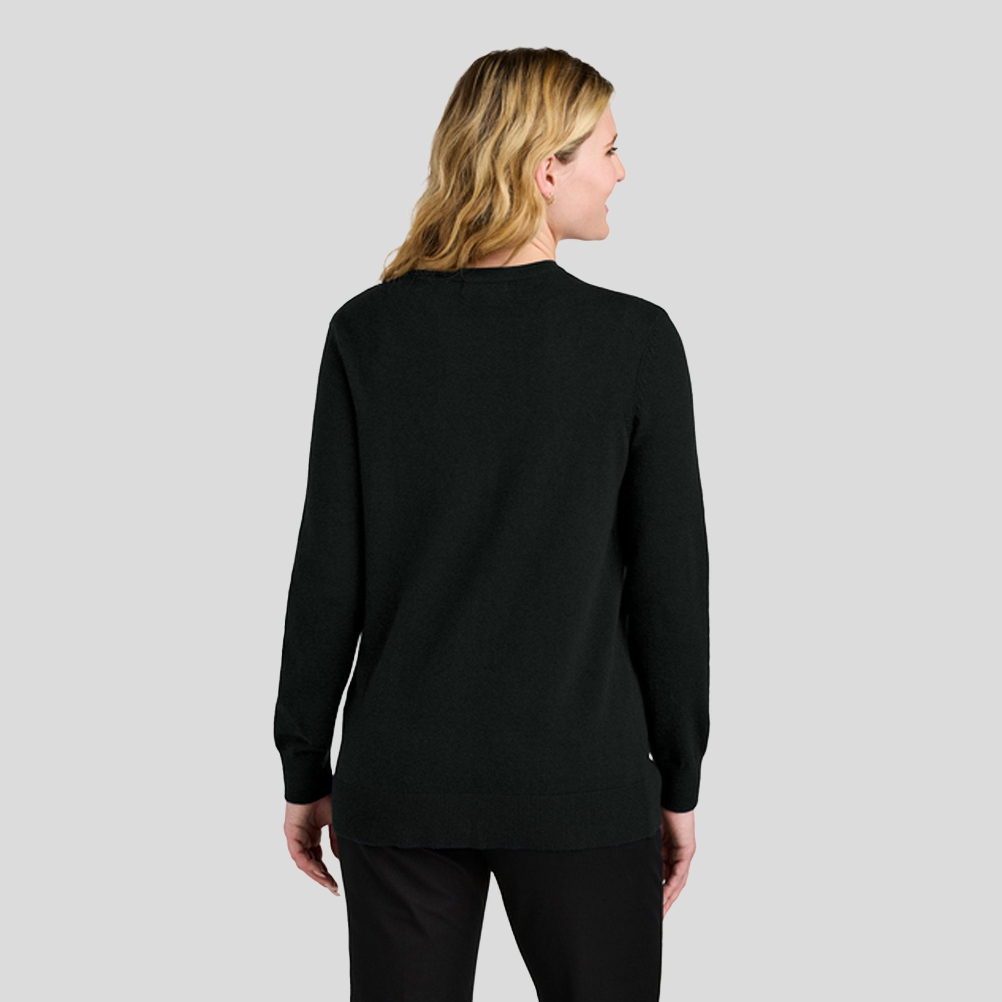 Women’s Easy Care Button-Up Cardigan Sweater | Deep Black